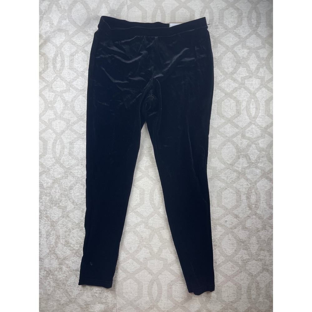 Chico's Velvet Legging Pant Women Size 1 M Black Soft Stretch Holiday Slim Leg